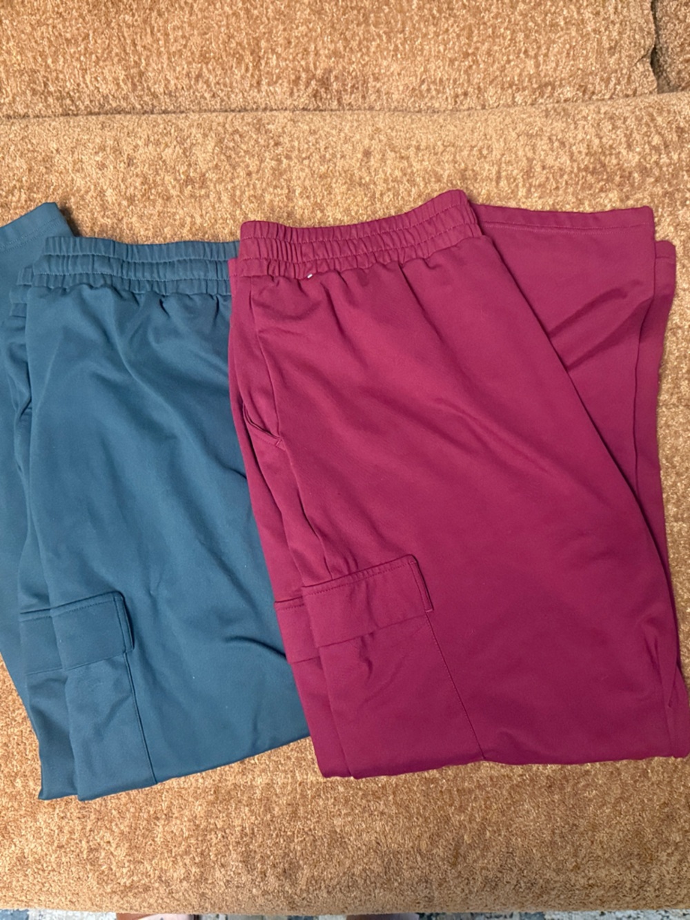 Mondetta Ladies' Straight Leg Moisture Wicking Stretch Cargo Pants Red and Grey